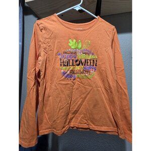 Holiday Editions Orange Halloween T-shirt Long Sleeve Women's Medium